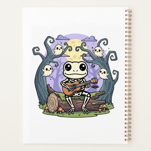 Frog Skeleton Playing Ukulele with Ghosts プランナー手帳 (裏面)