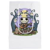 Frog Skeleton Playing Ukulele with Ghosts ミディアムペーパーバッグ (裏面)