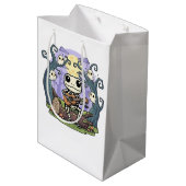 Frog Skeleton Playing Ukulele with Ghosts ミディアムペーパーバッグ (裏面アングル)