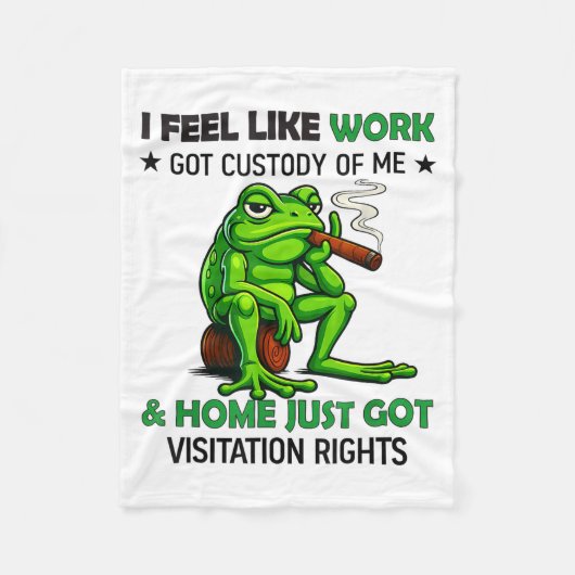 Frog Smoking I Feel Like Work Got Custody Of Me An フリースブランケット (正面)