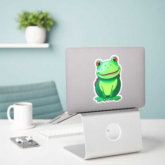 Frog Sticker Collectionsでおもしろいにアクセス シール (デスク上のノートパソコン)