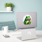 Frog Stickersあなたのクリエイティブ仲間 シール (デスク上のノートパソコン)
