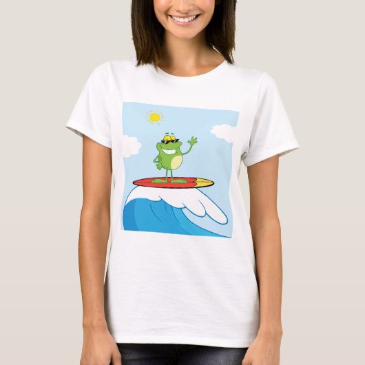 Frog Surfing On A Wave T-Shirt Tシャツ (正面)