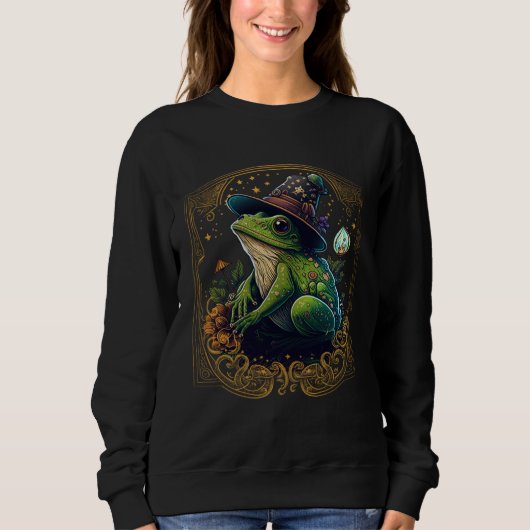 Frog Tarot Card Goth Emo Occult Astrology Women Gi スウェットシャツ (正面)