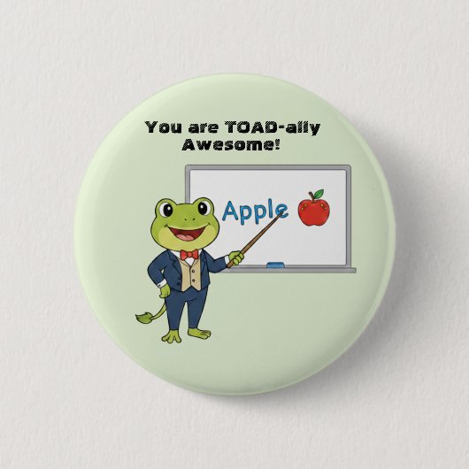  Frog Teacher "Toadally Awesome" Kids Valentine 缶バッジ (正面)