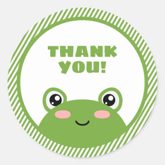 Frog Thank Youステッカー ラウンドシール (正面)