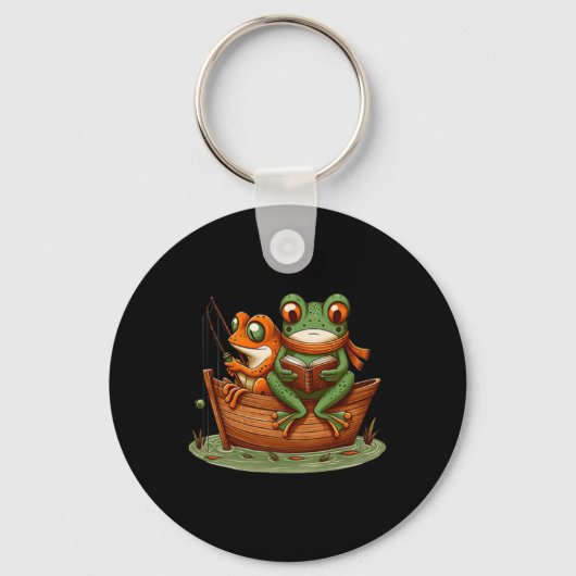 Frog Toad魚釣りおもしろいヴィンテージClic Book Toad Lov キーホルダー (正面)
