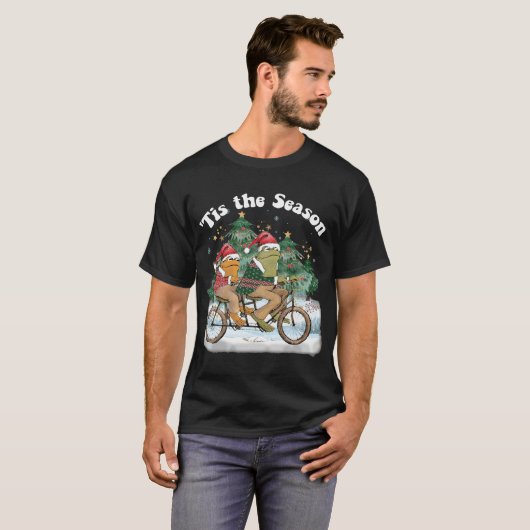 Frog Toad Riding A Bike Santa Claus Frog Toad Tシャツ (正面フル)