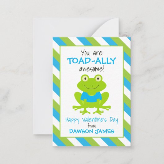 Frog Toad Valentineストライプの's Classroomカード ノートカード (正面)