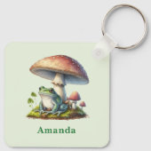 Frog Under a Mushroom Cute Nature キーホルダー (裏面)