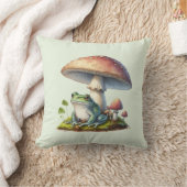 Frog Under a Mushroom Cute Nature クッション (ブランケット)