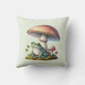 Frog Under a Mushroom Cute Nature クッション (裏面)