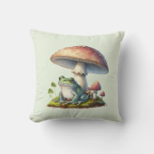 Frog Under a Mushroom Cute Nature クッション (正面)