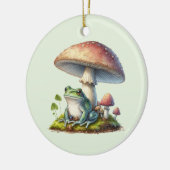 Frog Under a Mushroom Cute Nature セラミックオーナメント (左)