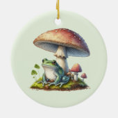 Frog Under a Mushroom Cute Nature セラミックオーナメント (裏面)