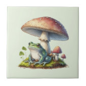 Frog Under a Mushroom Cute Nature タイル (正面)