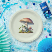 Frog Under a Mushroom Cute Nature ペーパープレート (パーティー)