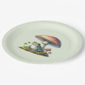 Frog Under a Mushroom Cute Nature ペーパープレート (アングル)