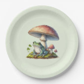 Frog Under a Mushroom Cute Nature ペーパープレート (正面)