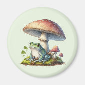 Frog Under a Mushroom Cute Nature マグネット (正面)