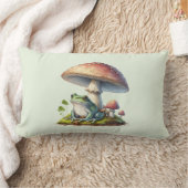 Frog Under a Mushroom Cute Nature ランバークッション (ブランケット)