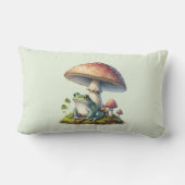 Frog Under a Mushroom Cute Nature ランバークッション (裏面)