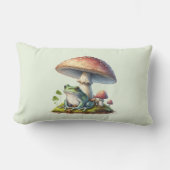 Frog Under a Mushroom Cute Nature ランバークッション (正面)