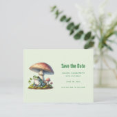 Frog Under a Mushroom Cute Nature 案内ポストカード (スタンド正面)