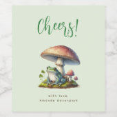 Frog Under a Mushroom Cute Nature Cheers ワインラベル (シングルラベル)