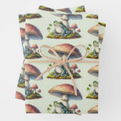 Frog Under a Mushroom Cute Nature Pattern ラッピングペーパーシート (インサイチュ)