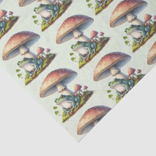 Frog Under a Mushroom Cute Nature Pattern 薄葉紙 (詳細)