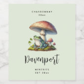 Frog Under a Mushroom Cute Nature Wine Making ワインラベル (シングルラベル)