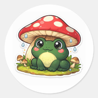 Frog Under An Oversized Mushroom ラウンドシール