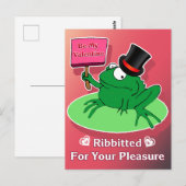 Frog Valentine in a top hat Be My Valentine Pink ポストカード (正面/裏面)