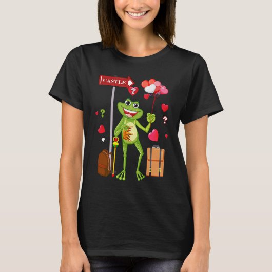 Frog Valentines day Love for Kids teens Men Women Tシャツ (正面)
