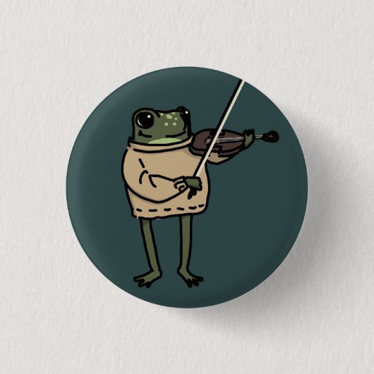 Frog Violinist Music Pin 缶バッジ (正面)