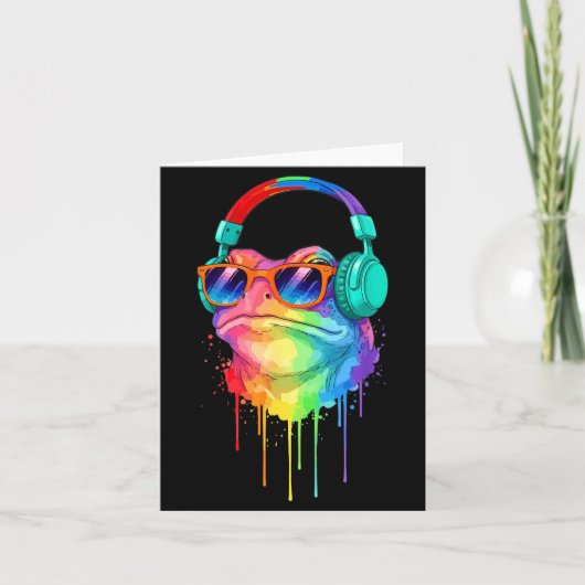 Frog Wearing Headphones And Sungles Edm Rave Desig カード (正面)