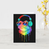 Frog Wearing Headphones And Sungles Edm Rave Desig カード (黄色い花)