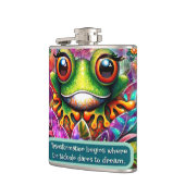 Frog Whimsical Abstract Art Floral Personalized フラスク (左)