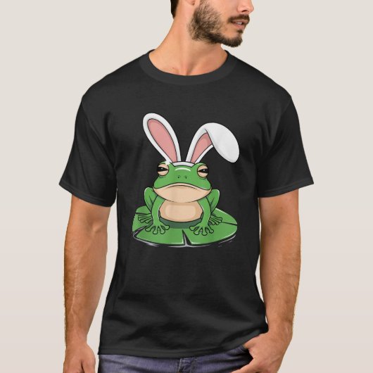 Frog with Bunny Ears Funny Easter Kids Girls Boys  Tシャツ (正面)