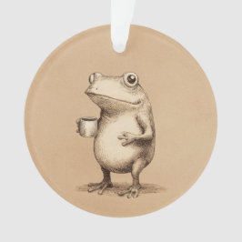 Frog with Coffee – Whimsical Vintage Animal オーナメント