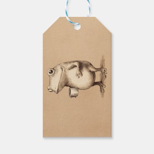 Frog with Coffee – Whimsical Vintage Animal ギフトタグ (正面)