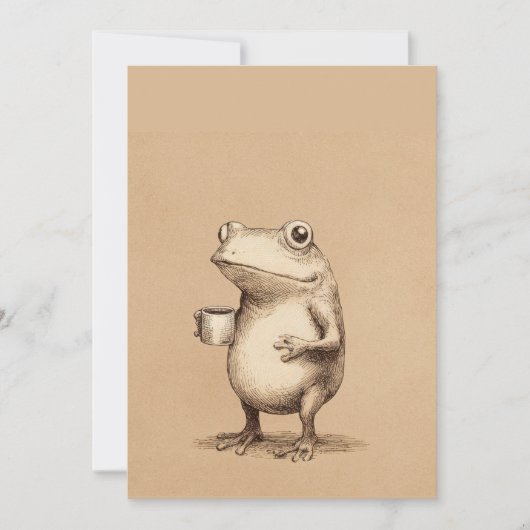Frog with Coffee – Whimsical Vintage Animal シーズンカード (正面)