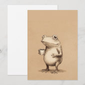 Frog with Coffee – Whimsical Vintage Animal シーズンカード (正面/裏面)