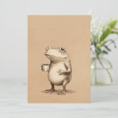 Frog with Coffee – Whimsical Vintage Animal シーズンカード (スタンド正面)