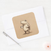 Frog with Coffee – Whimsical Vintage Animal スクエアシール (封筒)