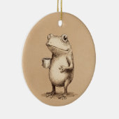 Frog with Coffee – Whimsical Vintage Animal セラミックオーナメント (右)
