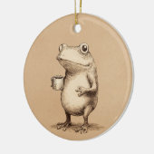 Frog with Coffee – Whimsical Vintage Animal セラミックオーナメント (左)