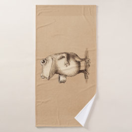 Frog with Coffee – Whimsical Vintage Animal バスタオル