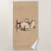 Frog with Coffee – Whimsical Vintage Animal ビーチタオル (正面)